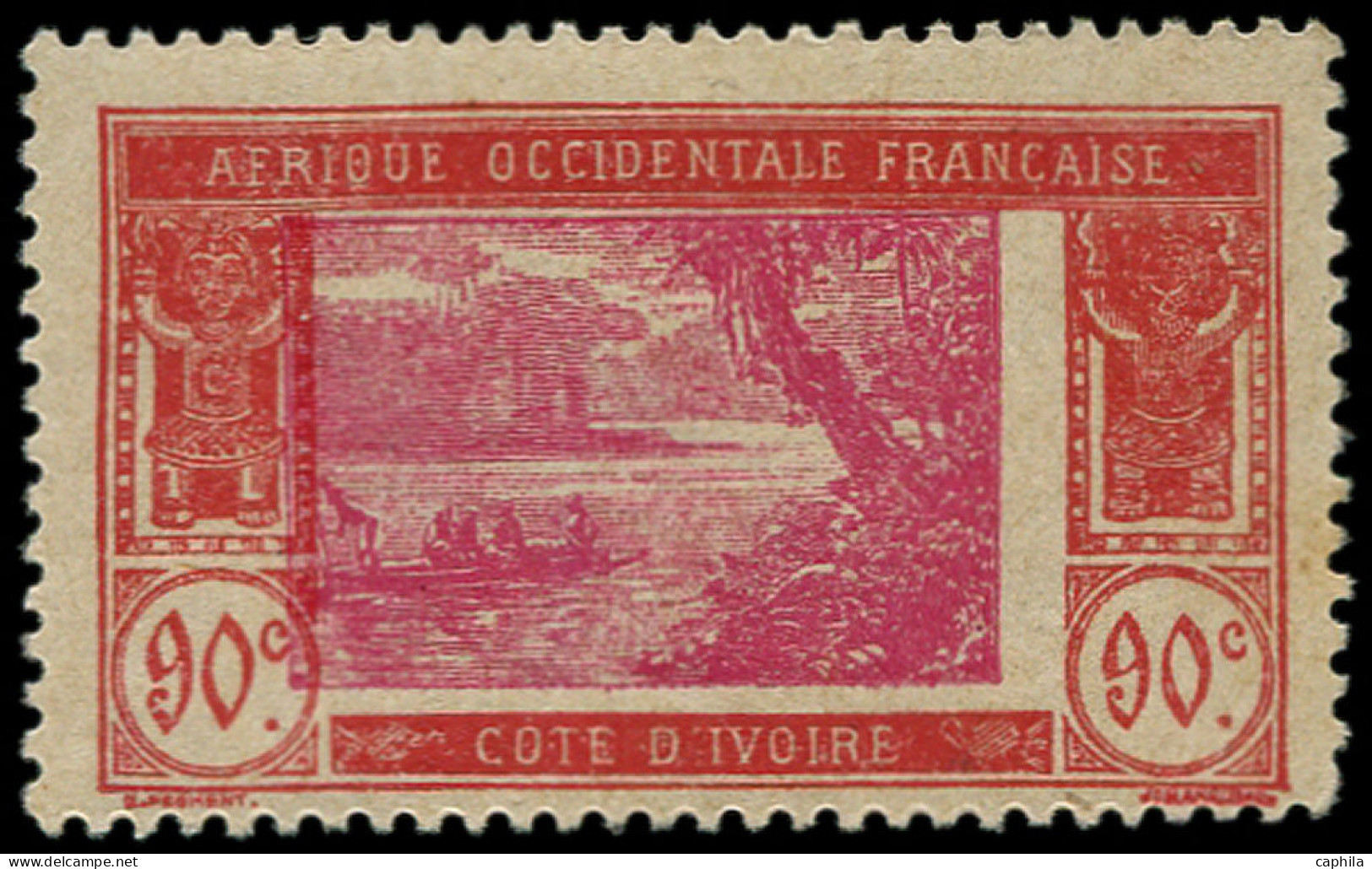 ** COTE D'IVOIRE - Poste - 81a, Centre Très Déplacé: 90c. Brique Et Rose-lilas - Unused Stamps