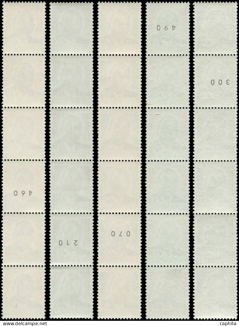 ** COTE D'IVOIRE - Poste - 431/33 + 433A/B, 5 Roulettes De 6 Avec N° Noir: Président Félix Houphouët-Boigny - Unused Stamps
