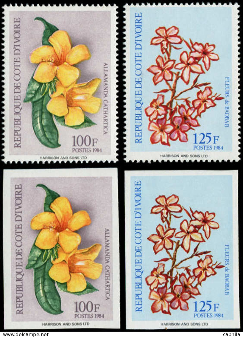 ** COTE D'IVOIRE - Poste - 701E/01F, Dentelé + Non Dentelé: Fleurs - Unused Stamps