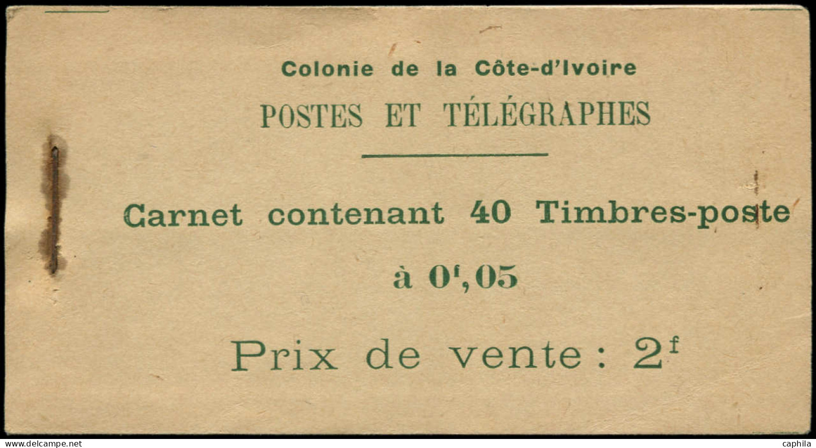 ** COTE D'IVOIRE - Carnets - C44, Carnet Complet De 40, Gomme Coloniale: 5c Vert-jaune Et Vert - Unused Stamps