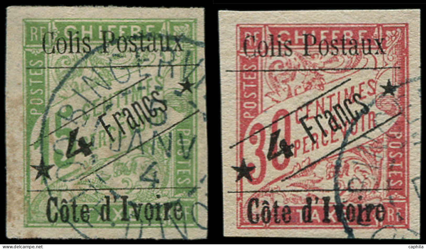 O COTE D'IVOIRE - Colis Postaux - 9b/10b, Grandes étoiles à Gauche, Petite à Droite, Signés Scheller - Used Stamps