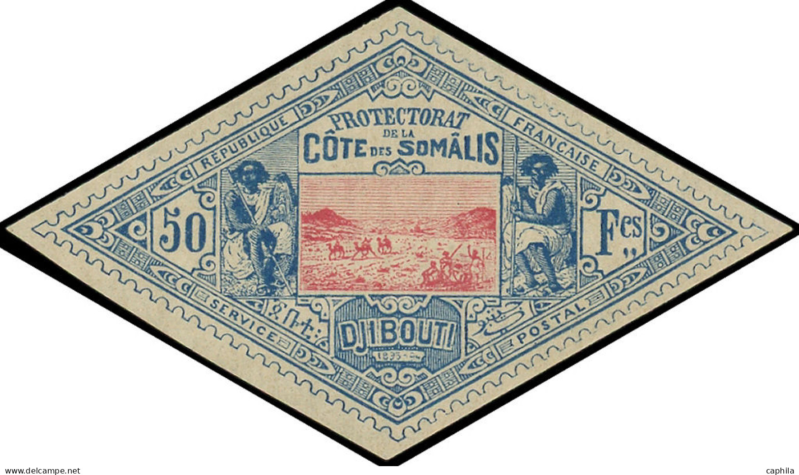 * COTE DES SOMALIS - Poste - 21, Signé: 50f. Bleu Et Rose - Unused Stamps