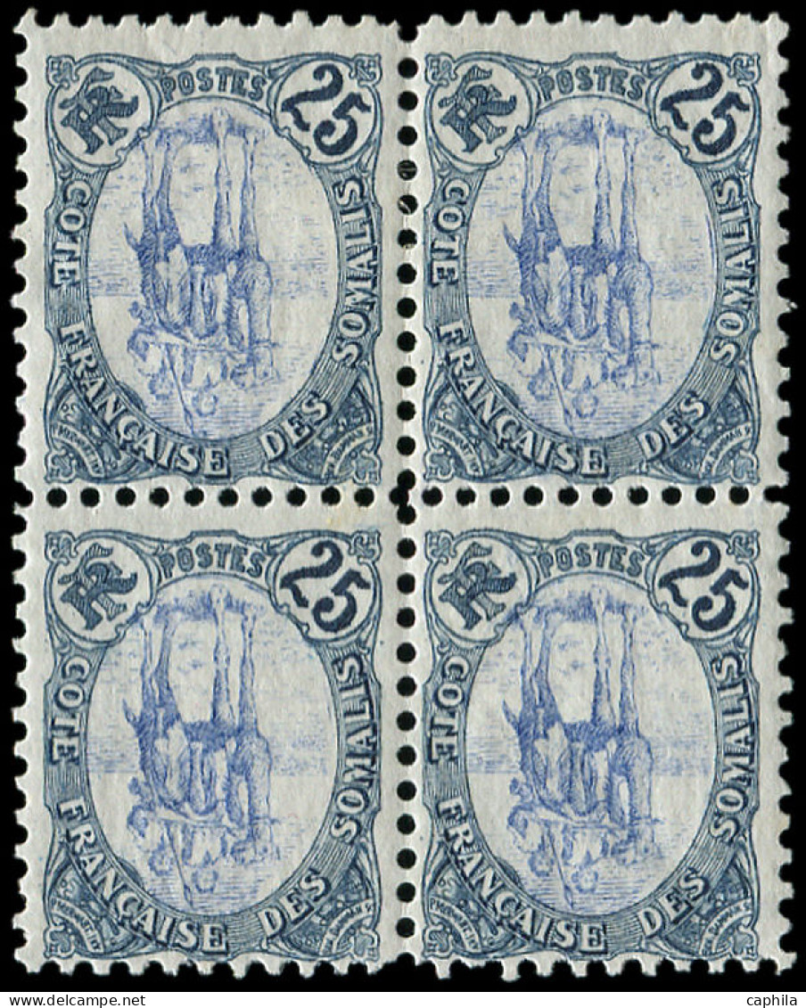 ** COTE DES SOMALIS - Poste - 44a, Bloc De 4 Centre Renversé (2ex. *): 25c. Méhariste - Unused Stamps