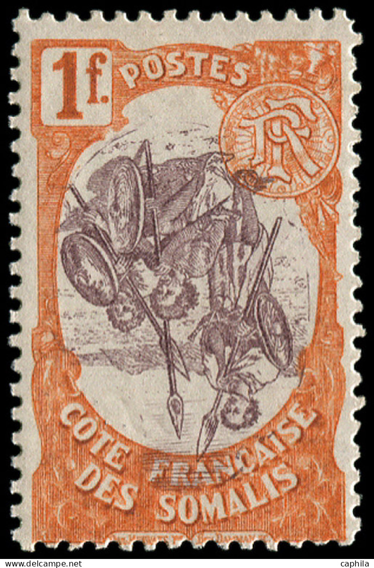 * COTE DES SOMALIS - Poste - 50a, Centre Renversé: 1f. Rouge-orange Et Brun-lilas - Unused Stamps