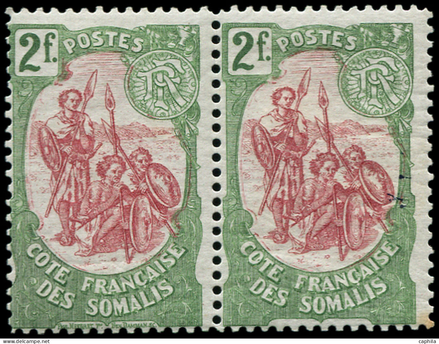 * COTE DES SOMALIS - Poste - 51aa, En Paire, 1 Exemplaire Sans Le Nom Du Graveur, Point De Rouille - Unused Stamps