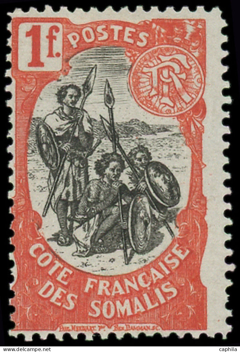 * COTE DES SOMALIS - Poste - 64d, Cadre Rouge Au Lieu De Orange: 1f. Guerriers - Unused Stamps