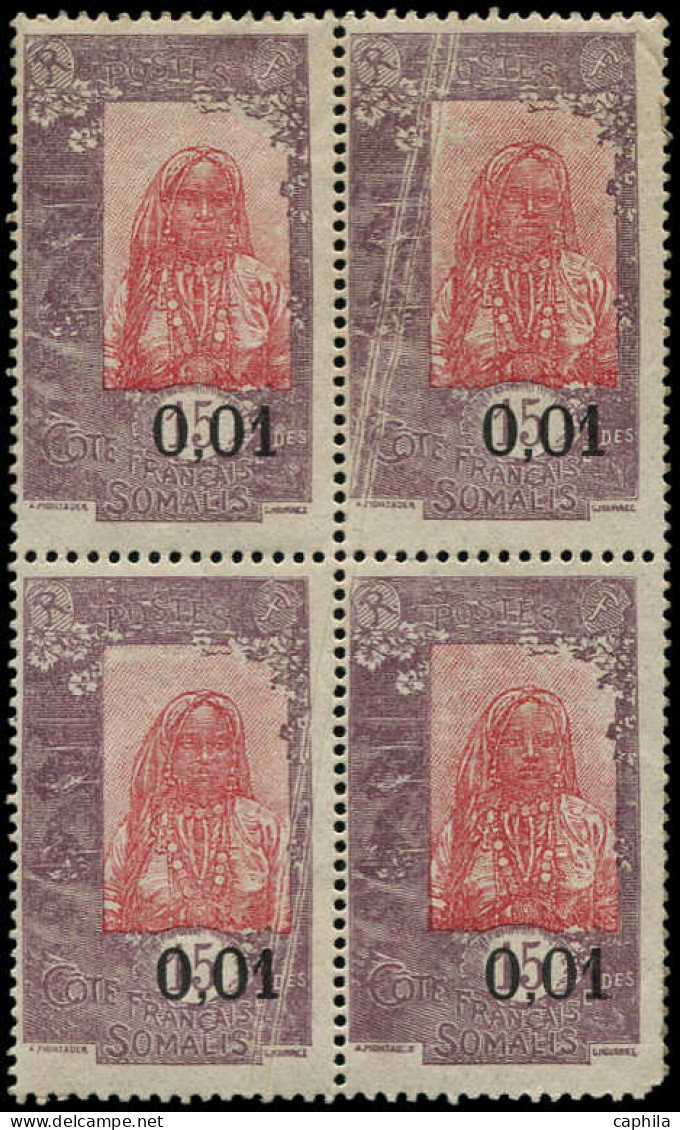 ** COTE DES SOMALIS - Poste - 108, Bloc De 4 Dont 2 Exemplaires Double Pli Accordéon (1ex. Angle Arrondi) - Unused Stamps