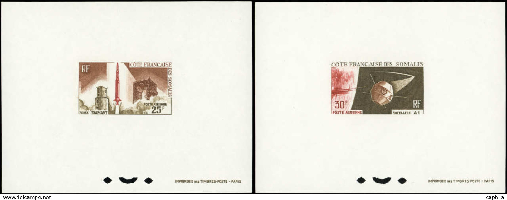 EPL COTE DES SOMALIS - Poste Aérienne - 45/46, 2 épreuves De Luxe: Premier Satellite Français - Unused Stamps