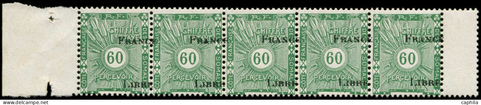 ** COTE DES SOMALIS - Taxe - 27a, Bande De 5, Surcharge Légèrement à Cheval - Unused Stamps