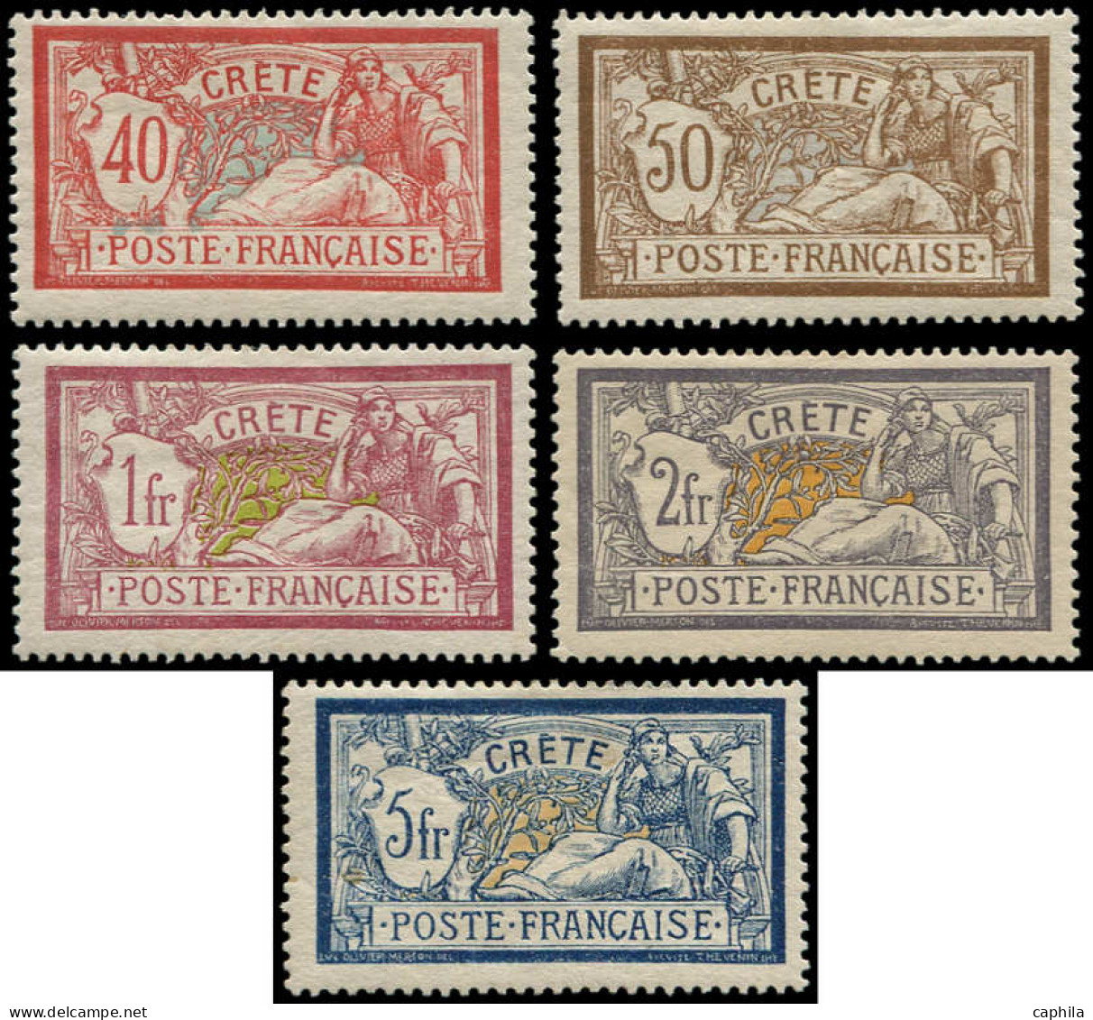 * CRETE FR. - Poste - 11/15, 5 Valeurs: Merson - Unused Stamps