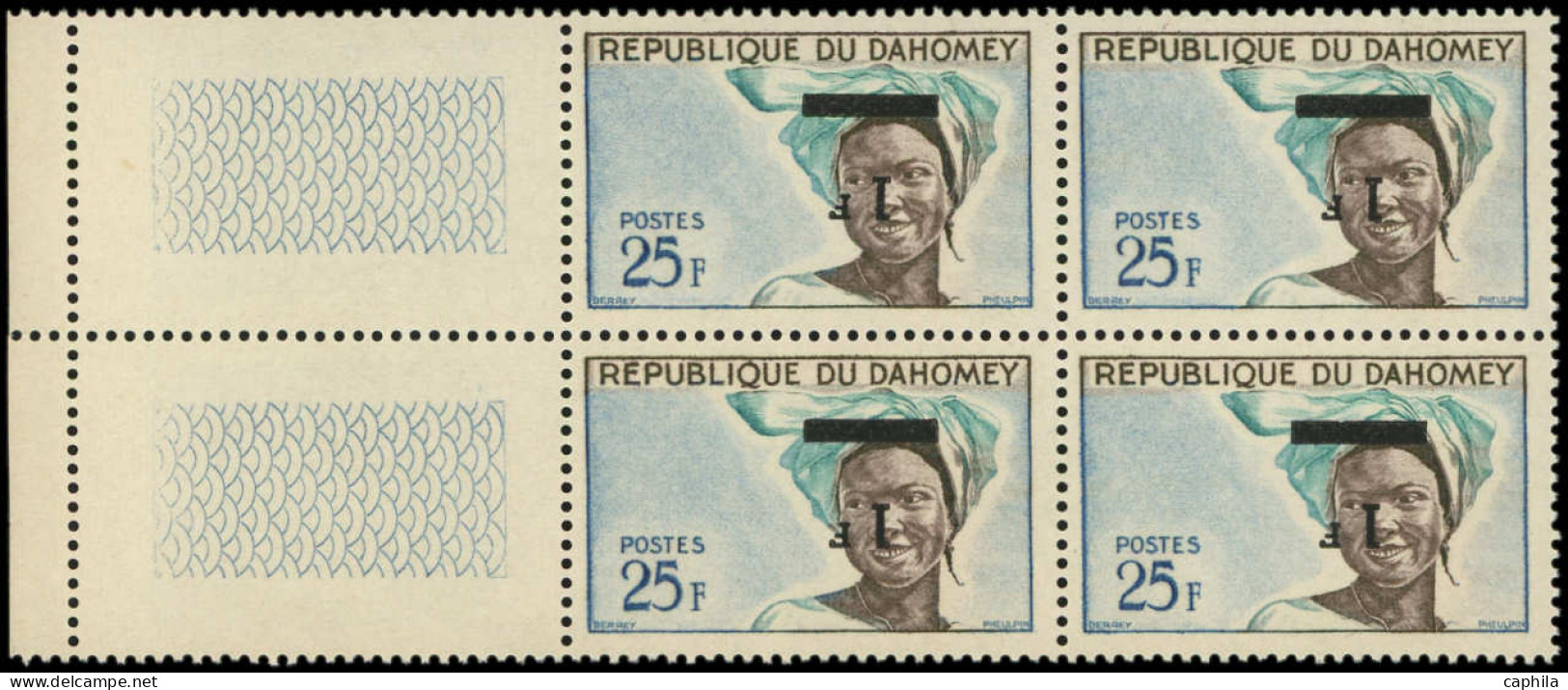 ** DAHOMEY - Poste - 231a, Bloc De 4 Surcharge Renversée, Bdf - Unused Stamps