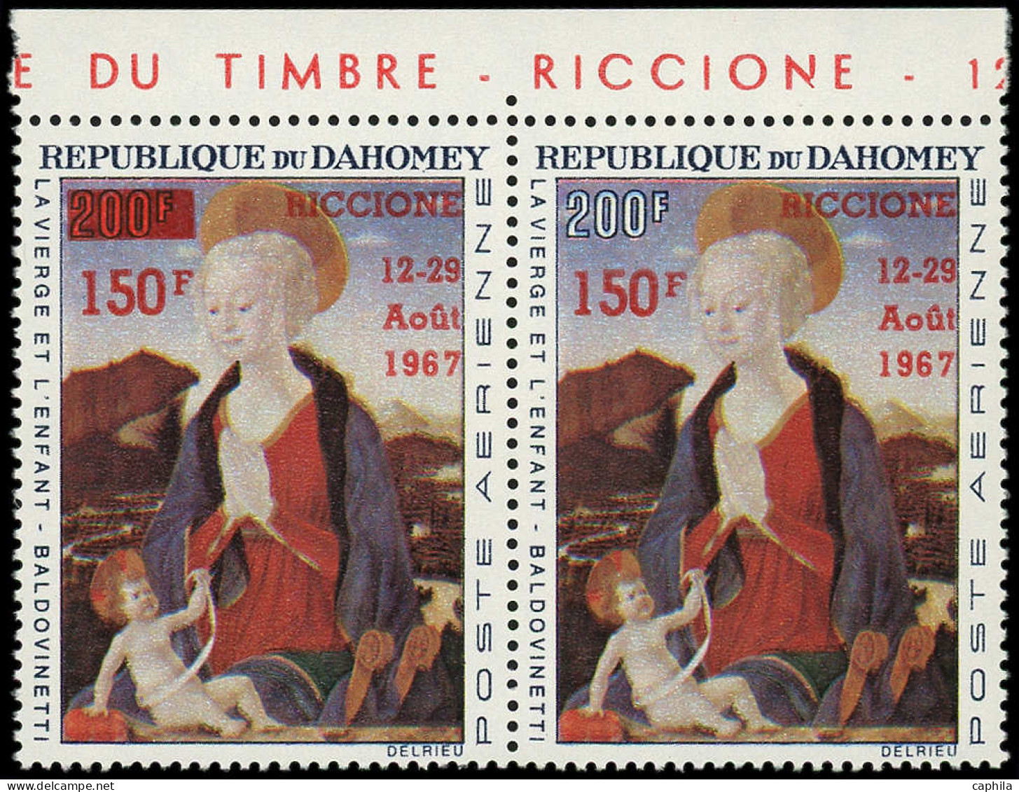 ** DAHOMEY - Poste Aérienne - 63, Paire Horizontale Dont 1 Ex Barre Omise: La Vierge Et L'enfant - Neufs