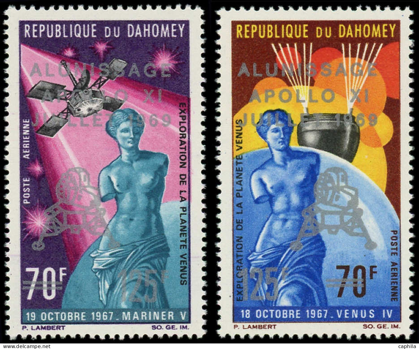 ** DAHOMEY - Poste Aérienne - 107b/08b, Surcharge Argent: L'Homme Sur La Lune - Nuovi