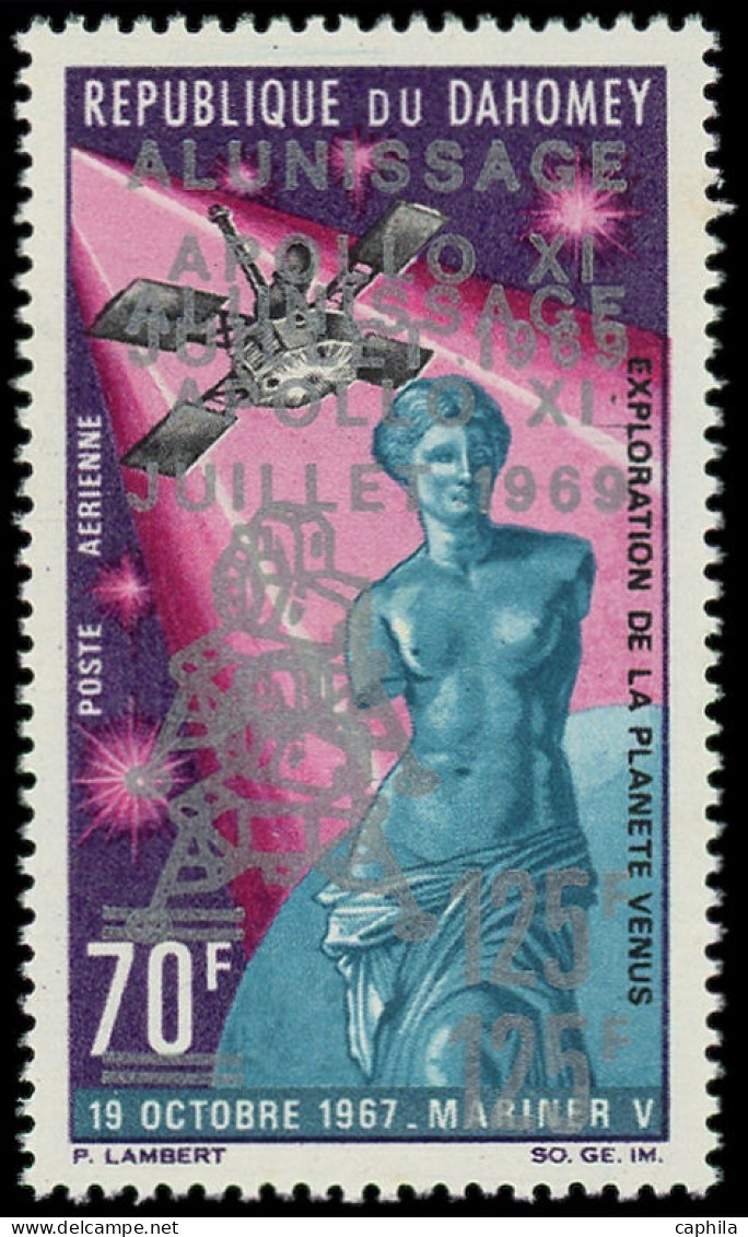 ** DAHOMEY - Poste Aérienne - 107b, Double Surcharge Argent: L'Homme Sur La Lune - Neufs