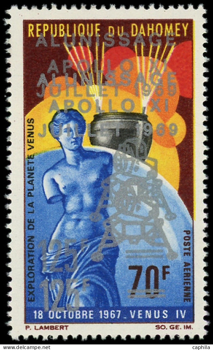 ** DAHOMEY - Poste Aérienne - 108b, Double Surcharge Argent: L'Homme Sur La Lune - Neufs