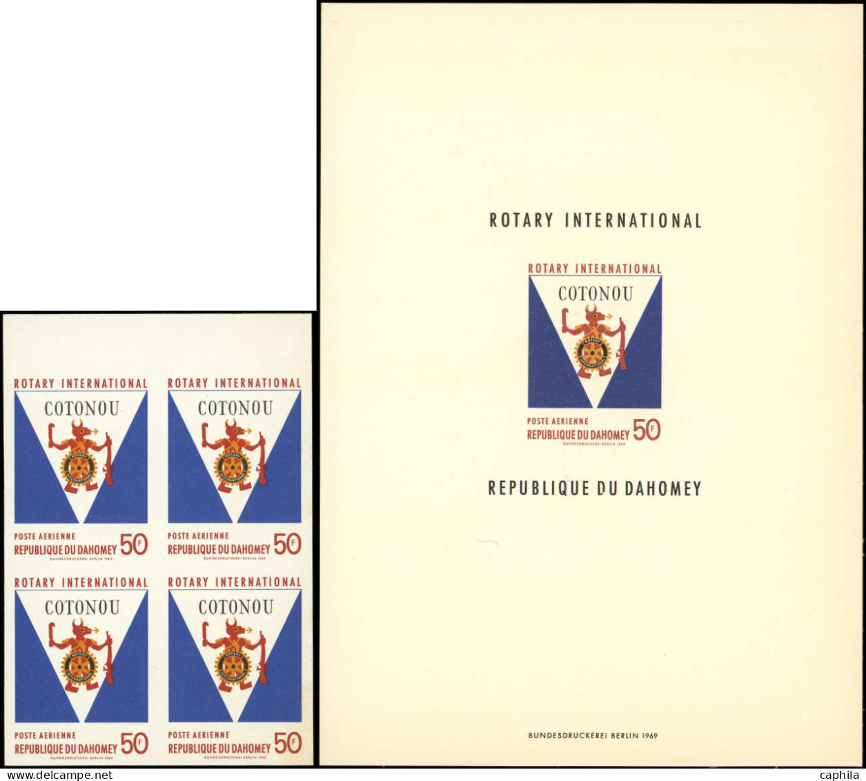 ** DAHOMEY - Poste Aérienne - 110, Bloc De 4, Non Dentelé + épreuve De Luxe: Rotary - Unused Stamps