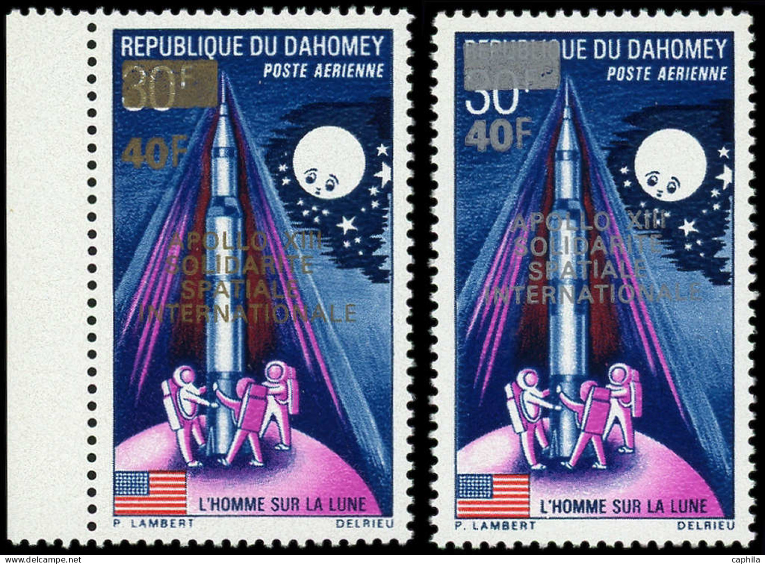 ** DAHOMEY - Poste Aérienne - 123, Surcharge Non émise En Or + Normal: Apollo XIII - Unused Stamps