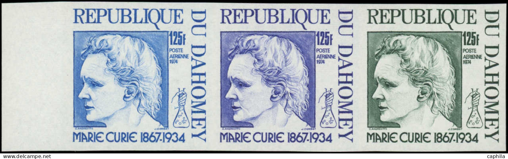 ** DAHOMEY - Poste Aérienne - 208, Bande De 3 Essais De Couleur Différents: Marie Curie - Otros & Sin Clasificación