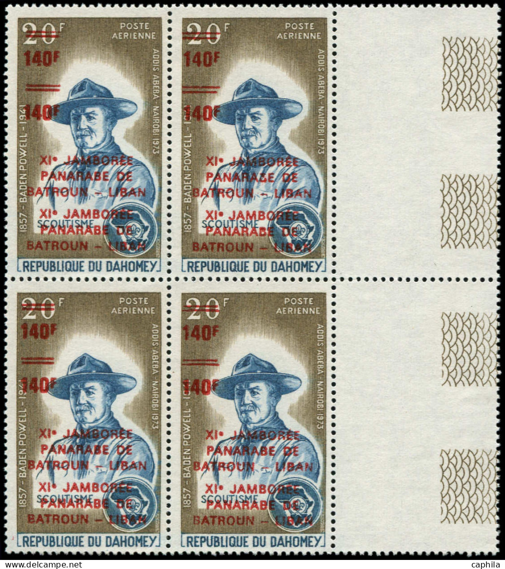 ** DAHOMEY - Poste Aérienne - 214, Bloc De 4, Double Surcharge: Baden Powell - Neufs