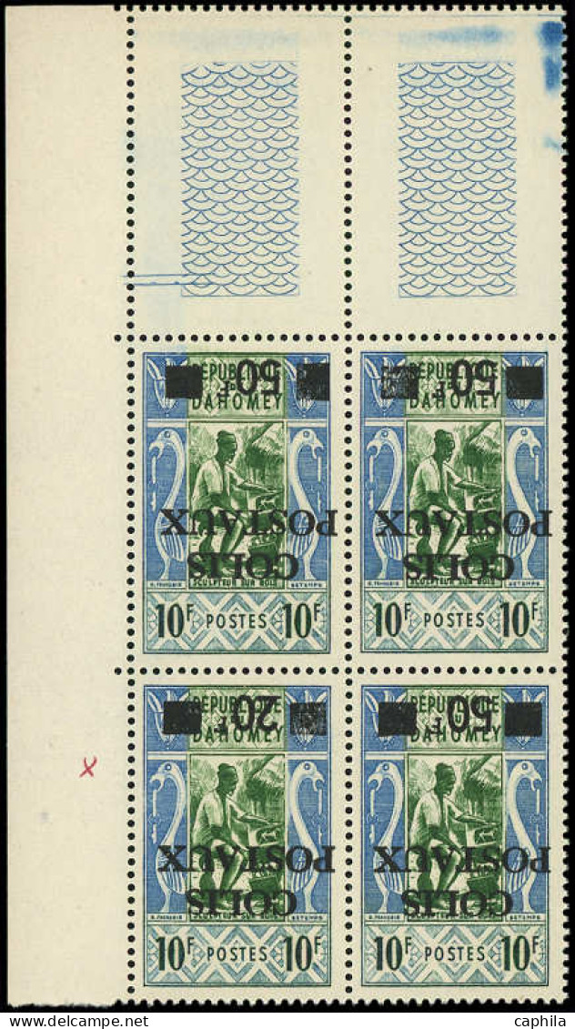 ** DAHOMEY - Colis Postaux - 3A, Bloc De 4 Dont 1 Ex 20f. Sur 10f., Surcharge Renversée - Nuevos