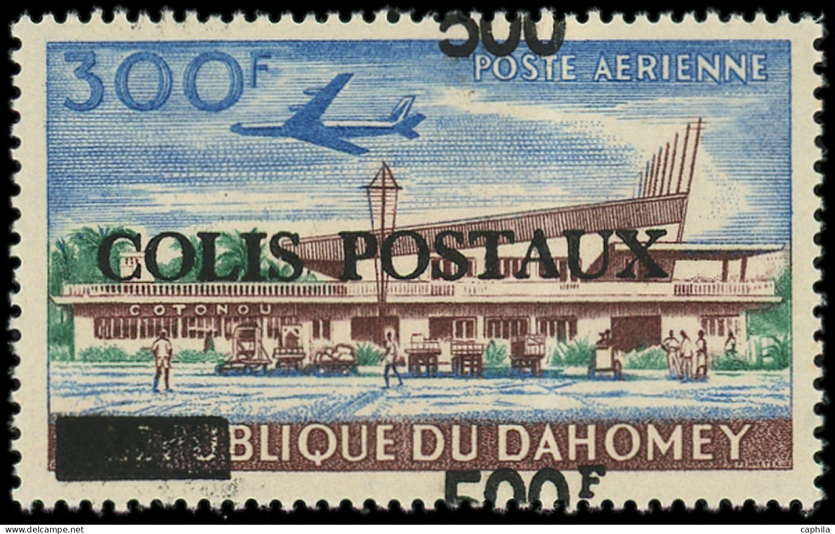 ** DAHOMEY - Colis Postaux - 10, Surcharge à Cheval, "500f." En Double (pli Vertical) - Unused Stamps