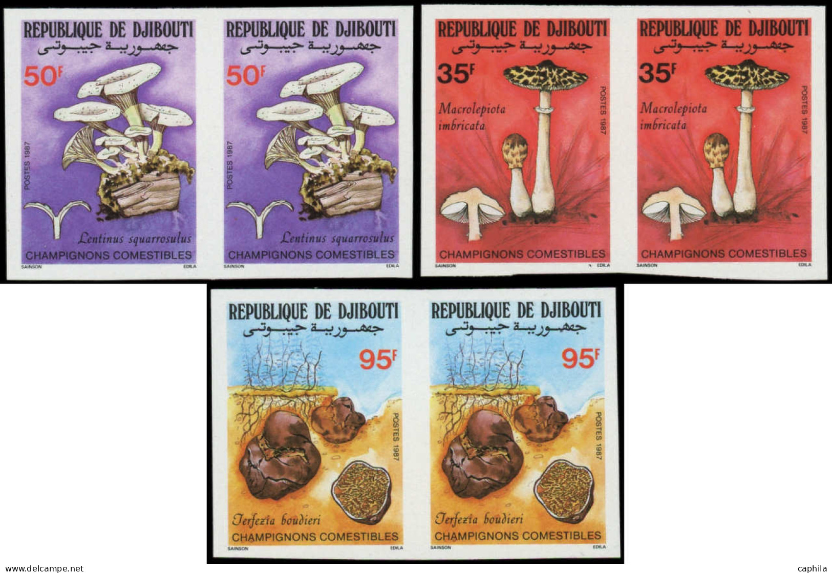 ** DJIBOUTI - Poste - 630/32, 3 Paires Non Dentelées: Champignons - Dschibuti (1977-...)