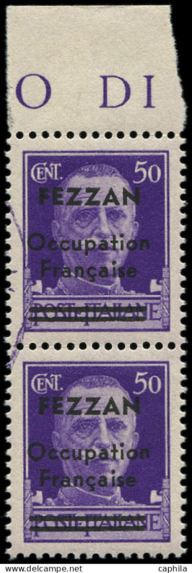 ** FEZZAN - Poste - 1, En Paire, Maculature Violette, Signé Calves: 50c. Violet - Unused Stamps