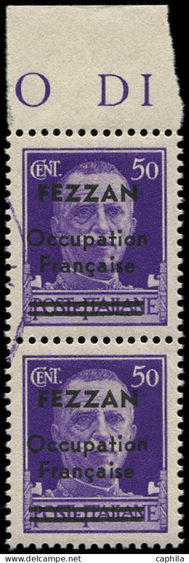 ** FEZZAN - Poste - 1, En Paire, Maculature Violette, Signé Calves: 50c. Violet - Neufs