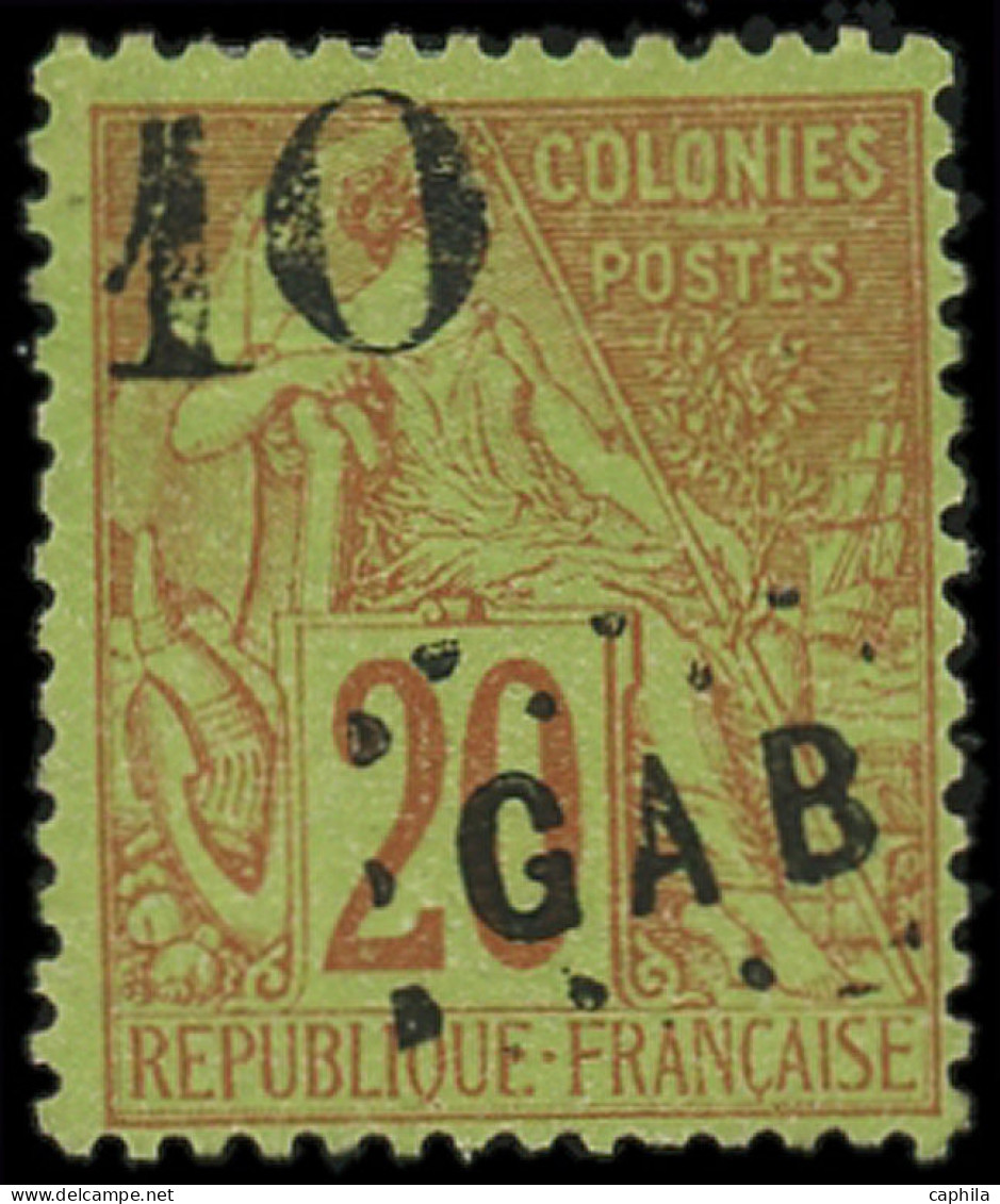 * GABON - Poste - 2, Signé Brun, Calves Et Scheller: 10 Sur 20c. Brique Sur Vert - Unused Stamps