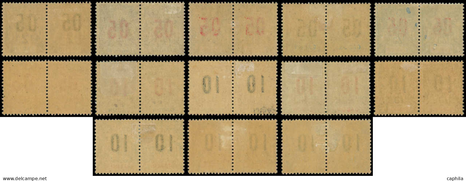 * GABON - Poste - 66Aa/78Aa, 13 Paires Chiffres Espacés Tenant à Normal - Unused Stamps