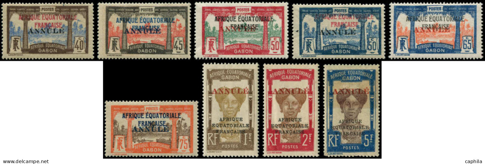 * GABON - Poste - 88/107, Surchargés "ANNULE", Certains Adhérences Et 5f. Dent Courte - Unused Stamps