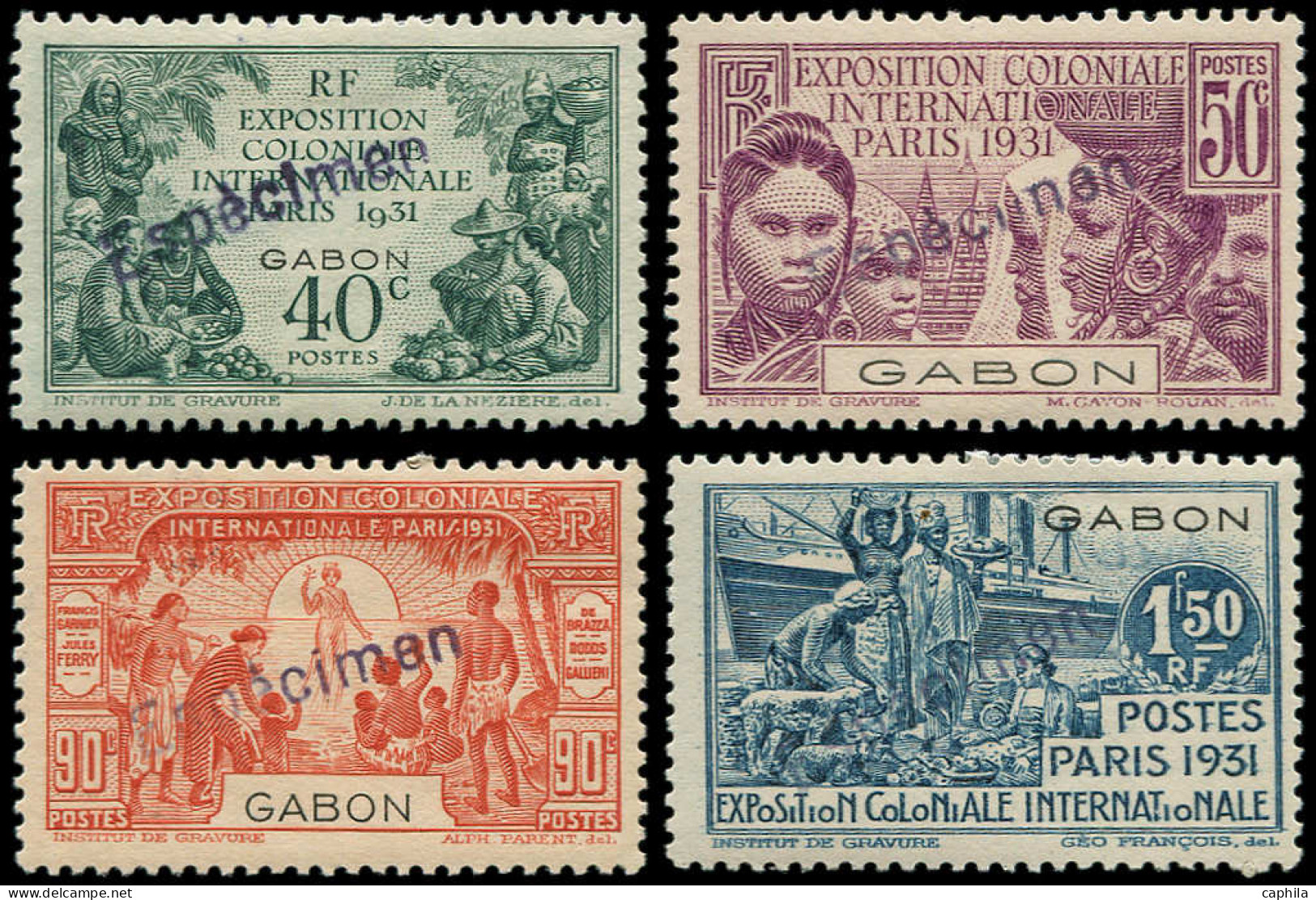 * GABON - Poste - 121/24, Surchargés "Espécimen": Expo De 1931 - Ungebraucht