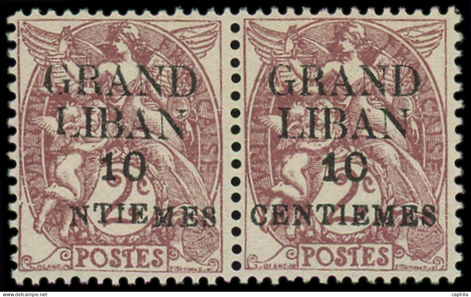 ** GRAND LIBAN - Poste - 1ba, "NTIEMES' Tenant à Normal (normal *): 10c. Sur 2c. Brun-lilas - Unused Stamps