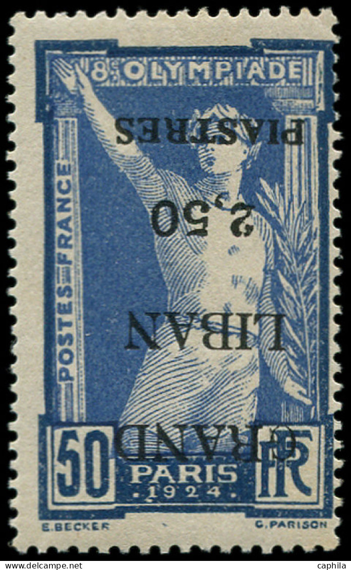 * GRAND LIBAN - Poste - 21b, Surcharge Renversée Avec "G" Maigre, Signé Brun: Jeux Olympiques De 1924 - Unused Stamps