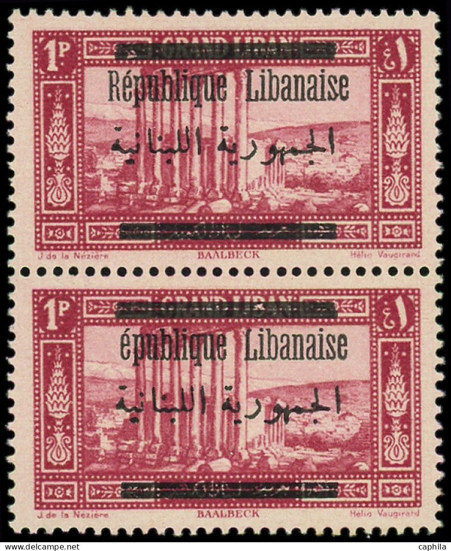 ** GRAND LIBAN - Poste - 100ca, Paire Dont 1 Ex Sans "R" De République: 1pi. Rose-lilas - Unused Stamps