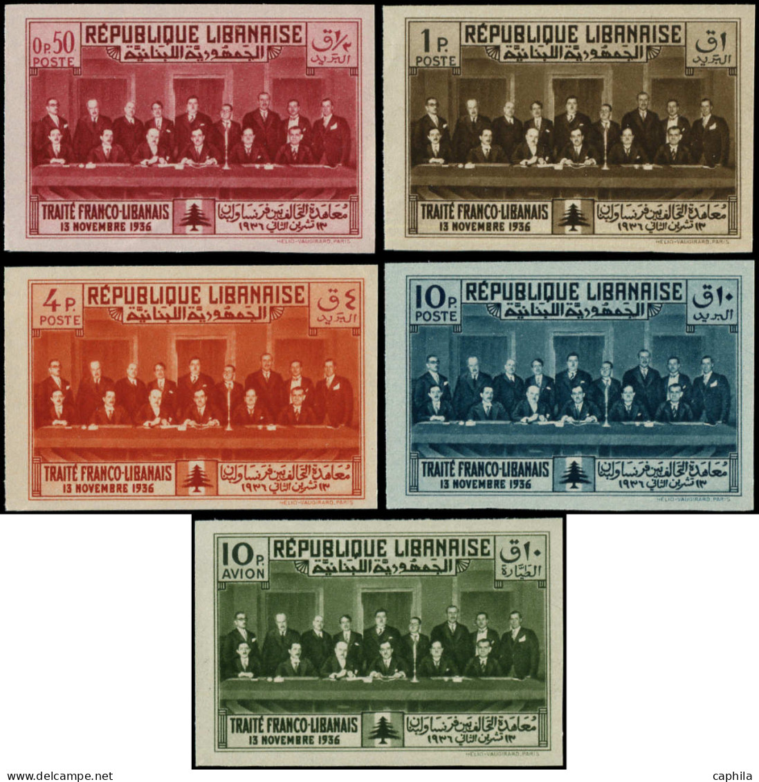 ** GRAND LIBAN - Poste - 149A/D +  PA 56A, Non Dentelés, Non émis "Traité Franco-Libanais" - Unused Stamps
