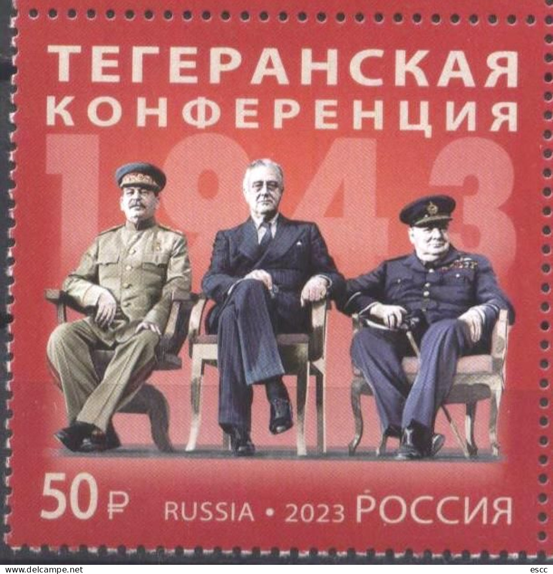 Mint Stamp Tehran Conference Stalin Roosevelt Churchill 2023 From  Russia - Sir Winston Churchill