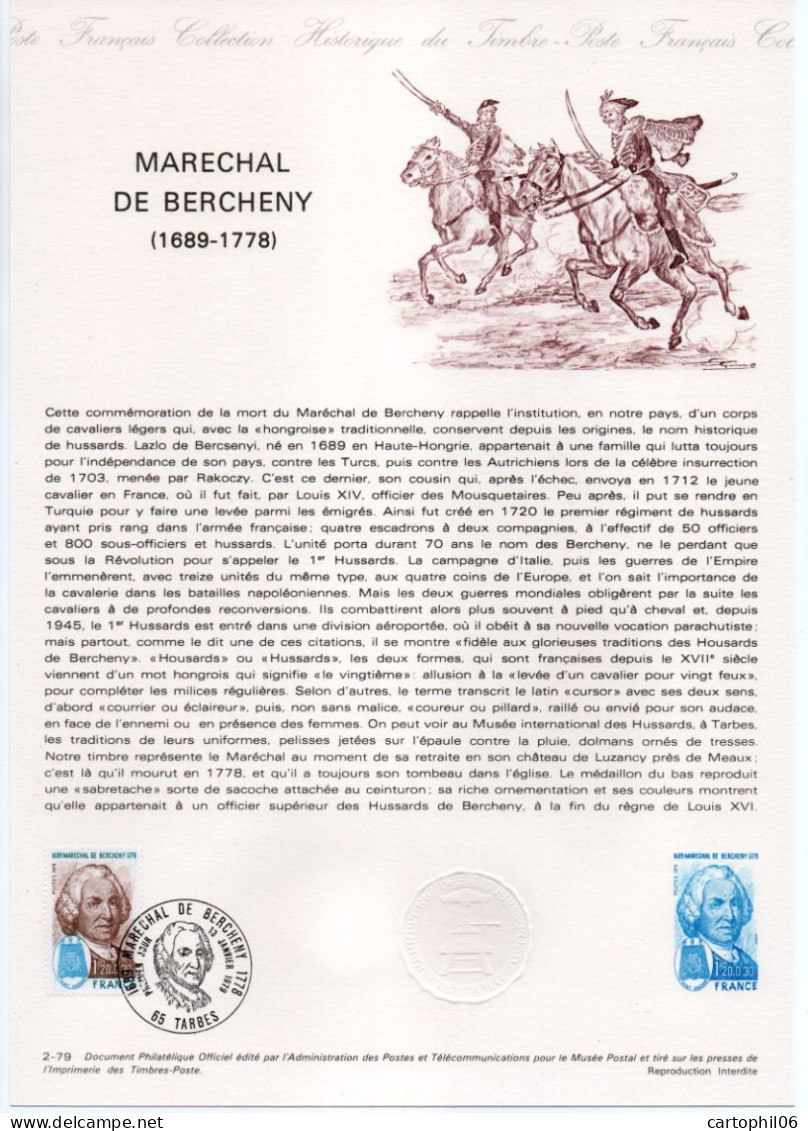 - Document Premier Jour LE MARÉCHAL DE BERCHENY (1689-1778) - TARBES 13.1.1979 - - Autres & Non Classés