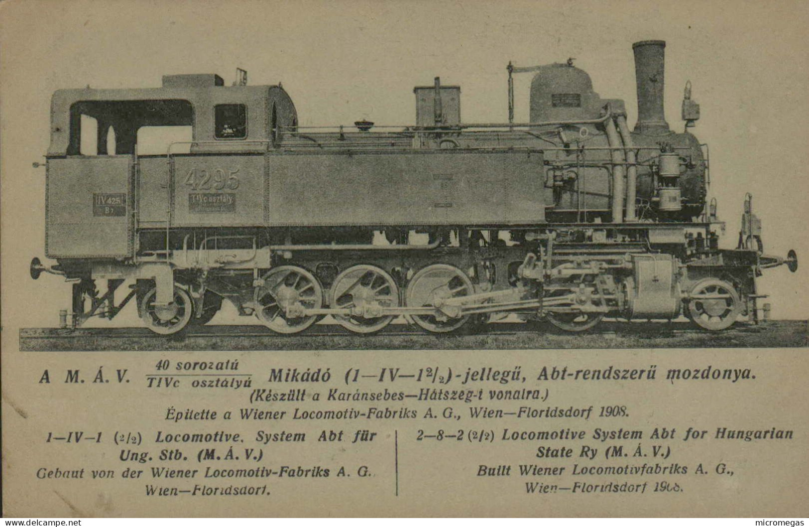 Hongrie - 2-8-2 (2/2) Locomotive  System Abt - Wien-Floridsdorf 1908 - Trains