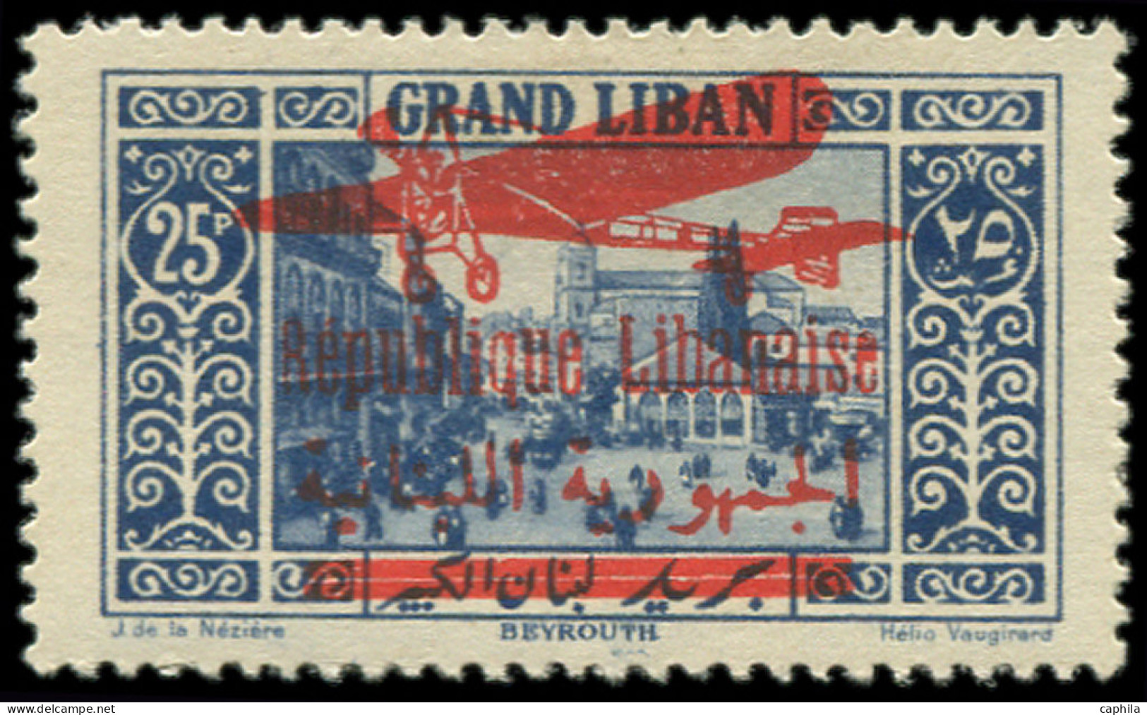 * GRAND LIBAN - Poste Aérienne - 37, Signé Brun: 25p. Bleu - Autres & Non Classés