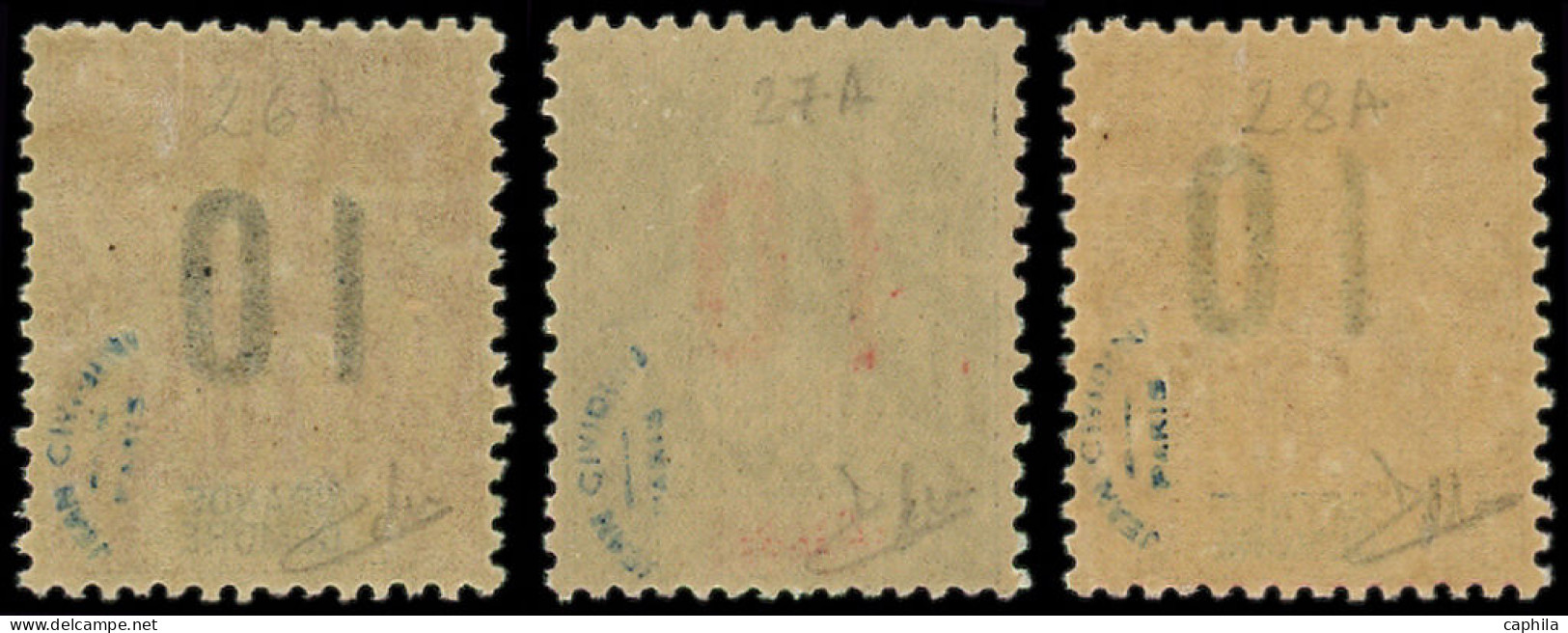 * GRANDE COMORE - Poste - 26A/28A, Chiffres Espacés, Signés - Unused Stamps