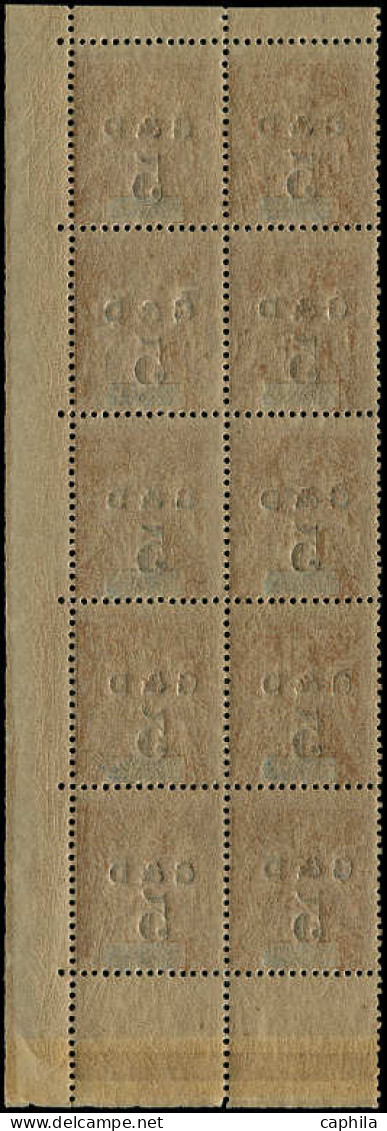 ** GUADELOUPE - Poste - 45/45B, Bloc De 10 Dont 2 Type C, Coin De Feuille: 5c. S. 30c. Brun - Unused Stamps