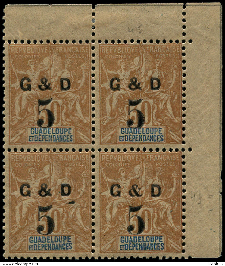 ** GUADELOUPE - Poste - 45f, Bloc De 4 Type I, 1 Exemplaire "D" Souligné (Maury) - Unused Stamps