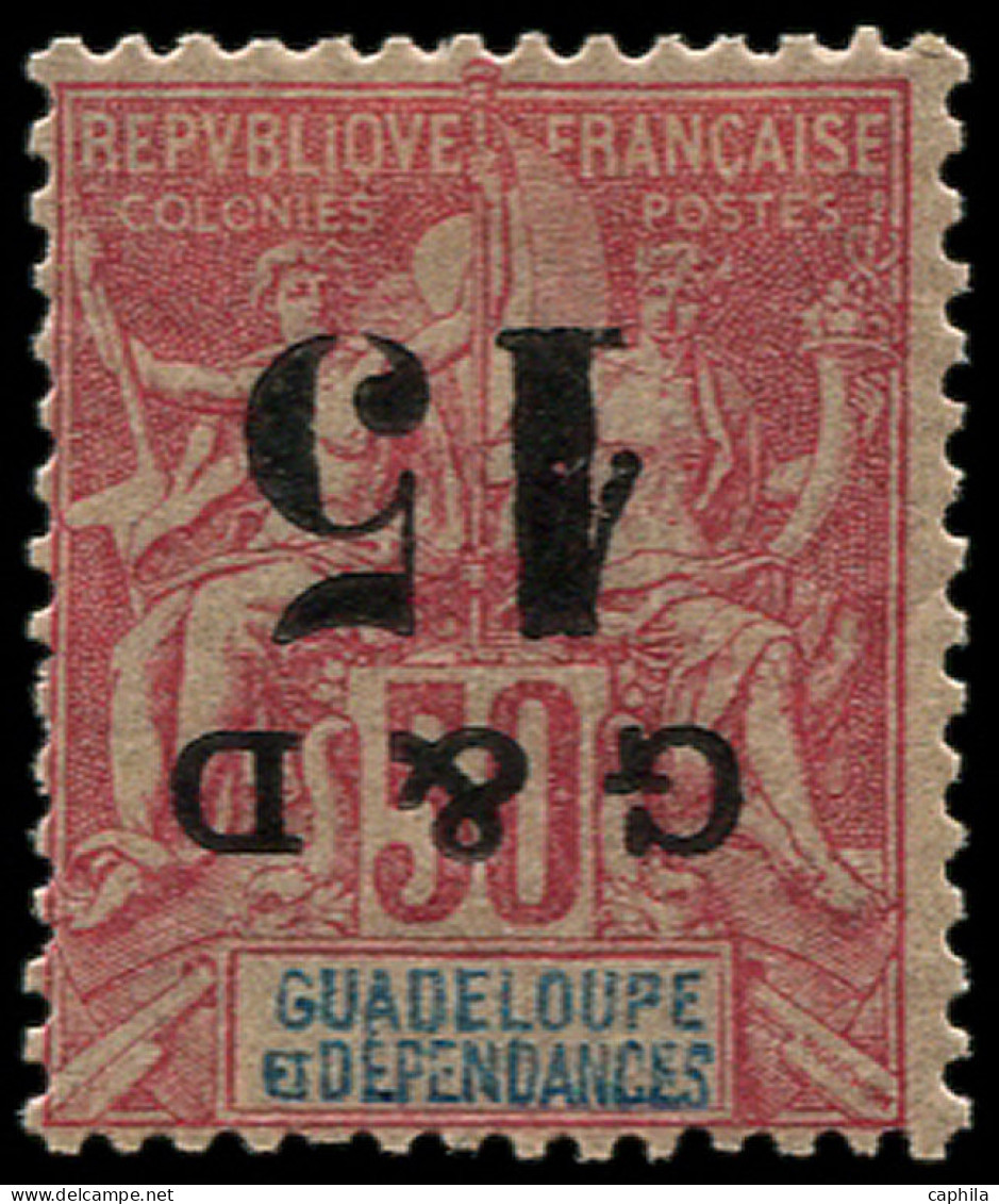 * GUADELOUPE - Poste - 47Ca, Surcharge Renversée, Signé Brun - Unused Stamps