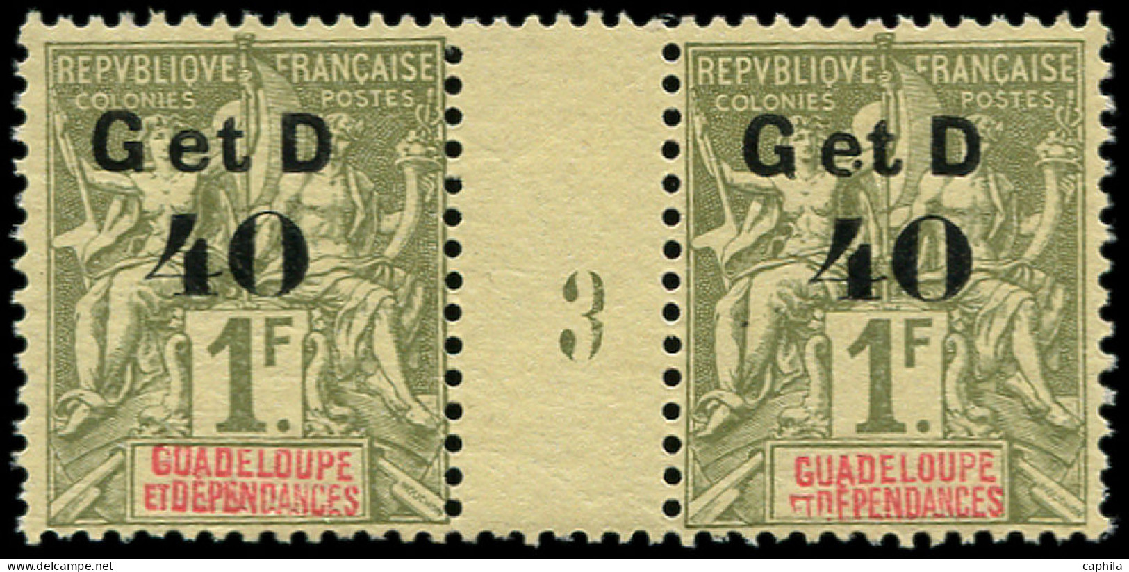 ** GUADELOUPE - Poste - 48, Paire Millésime "3" - Unused Stamps