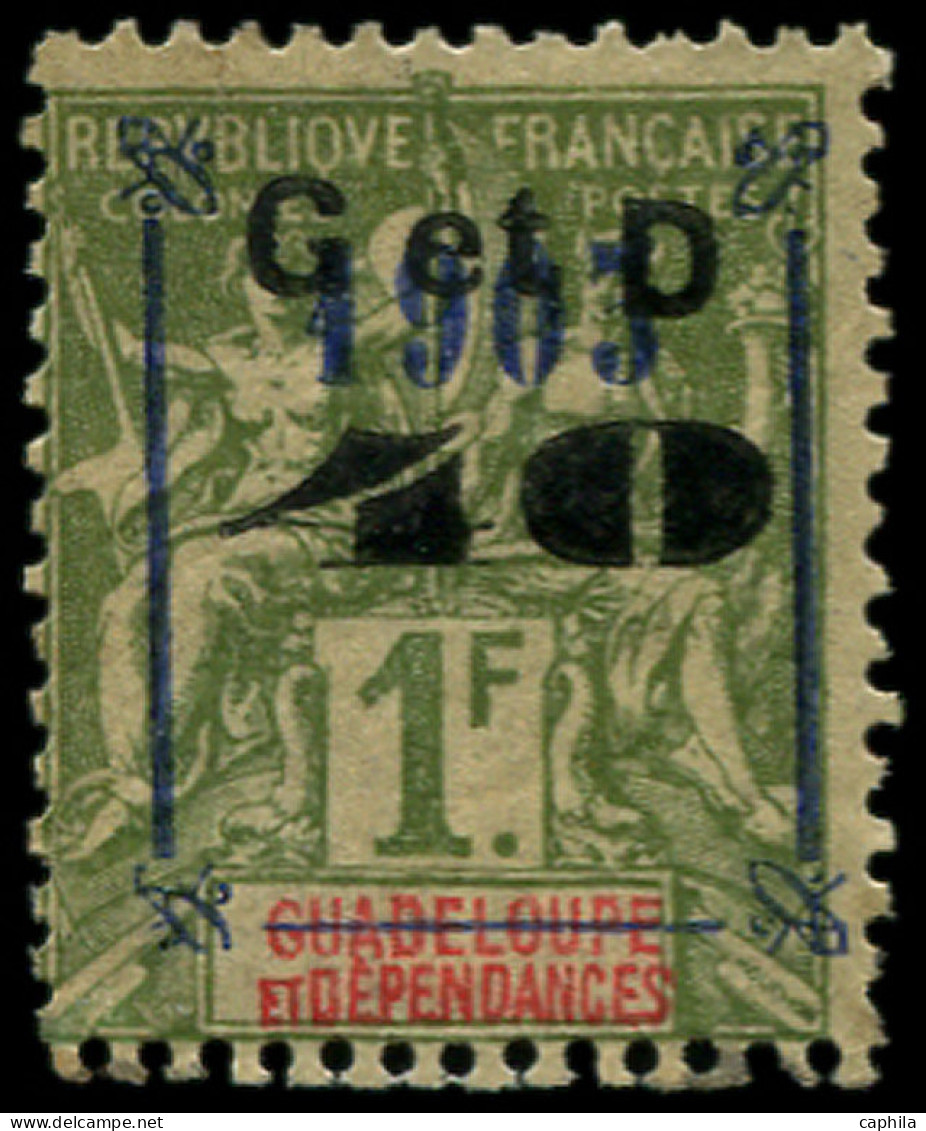 * GUADELOUPE - Poste - 50Af, Abeille Tournée, Cadre Du Haut Absent, Signé Scheller - Unused Stamps