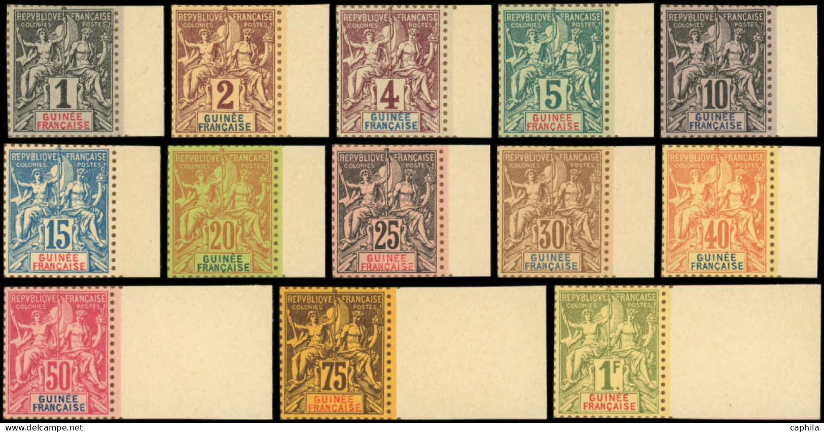 (*) GUINEE - Poste - 1/13, Tirage Sur Bristol Avec Dentelure Figurée, Bdf: Type Groupe - Unused Stamps