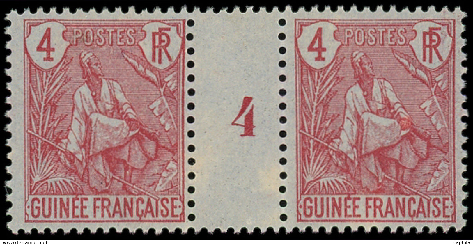 ** GUINEE - Poste - 20, Paire Avec Millésime "4", Gomme Coloniale: 4c. Berger - Other & Unclassified