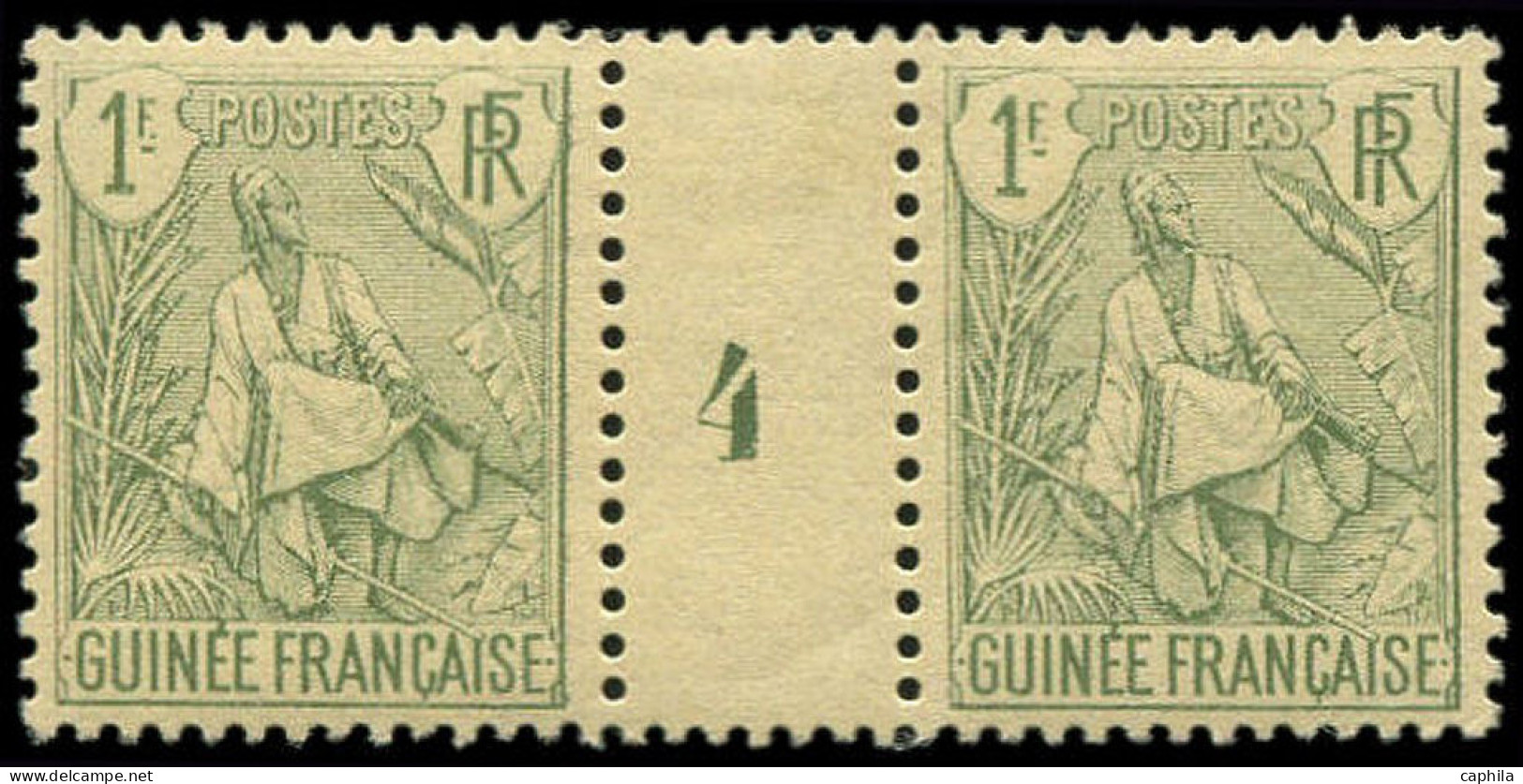 ** GUINEE - Poste - 30, Paire Millésime "4" (* Sur Millésime): 1f. Vert-olive S. Paille - Unused Stamps