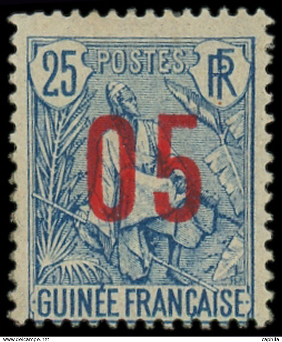 * GUINEE - Poste - 59A, Chiffres Espacés (adhérences): 05 Sur 25c. Bleu Sur Gris - Neufs